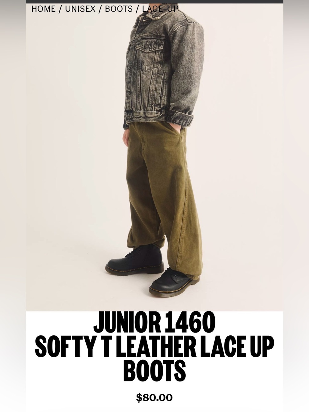 Junior 1460 Dr. Martens Black Leather Boots with Air-Cushioned Sole ♟️